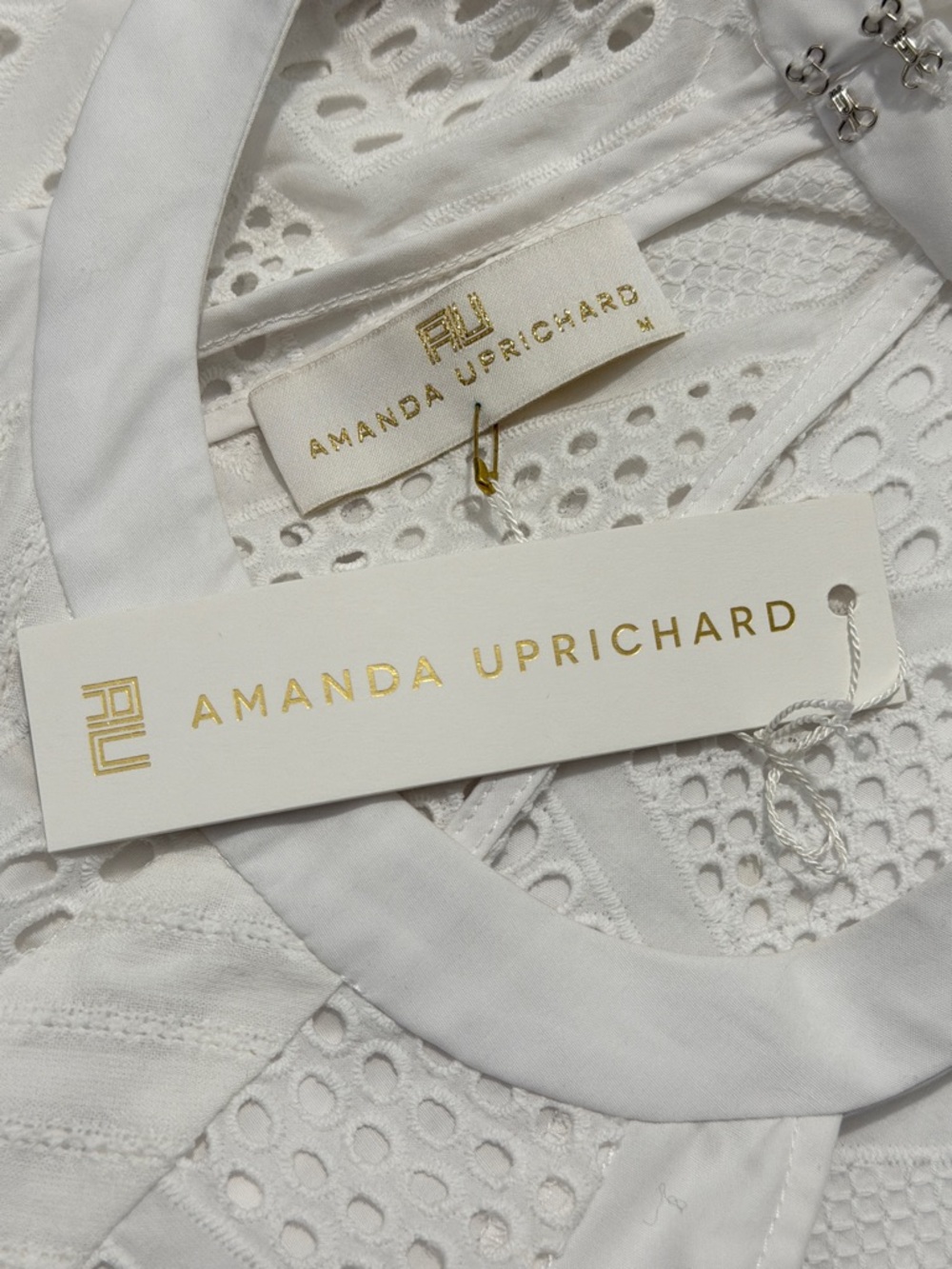 Amanda Uprichard Halter Camisole Nantucket Eyelet Sz M White Summer Quiet Luxury - Picture 13 of 16